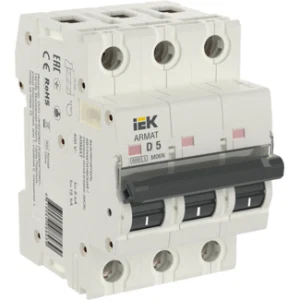 IEK ARMAT Автоматический выключатель M06N 3P D 5А - AR-M06N-3-D005 IEK ARMAT Автоматический выключатель M06N 3P D 5А - AR-M06N-3-D005