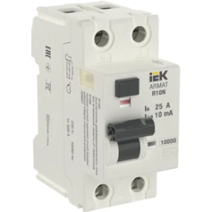 IEK ARMAT Выключатель дифференциального тока R10N 2P 25А 10мА тип AC - AR-R10N-2-025C010 IEK ARMAT Выключатель дифференциального тока R10N 2P 25А 10мА тип AC - AR-R10N-2-025C010