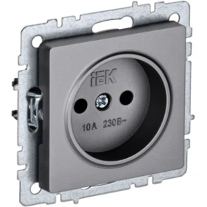 IEK BRITE Розетка 1-местная без заземления без защитных шторок 10А РС10-1-0-БрС сталь - BR-R10-10-K46 IEK BRITE Розетка 1-местная без заземления без защитных шторок 10А РС10-1-0-БрС сталь - BR-R10-10-K46