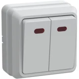IEK Выключатель 2-клавишный для открытой установки с индикацией ВС20-2-1-ОБ 10А ОКТАВА белый