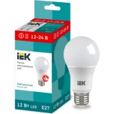 IEK Лампа светодиодная A60 шар 12Вт 12-24В 4000К E27