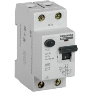 IEK Выключатель дифференциальный (УЗО) ВД1-63 2Р 25А 100мА GENERICA - MDV15-2-025-100 IEK Выключатель дифференциальный (УЗО) ВД1-63 2Р 25А 100мА GENERICA - MDV15-2-025-100
